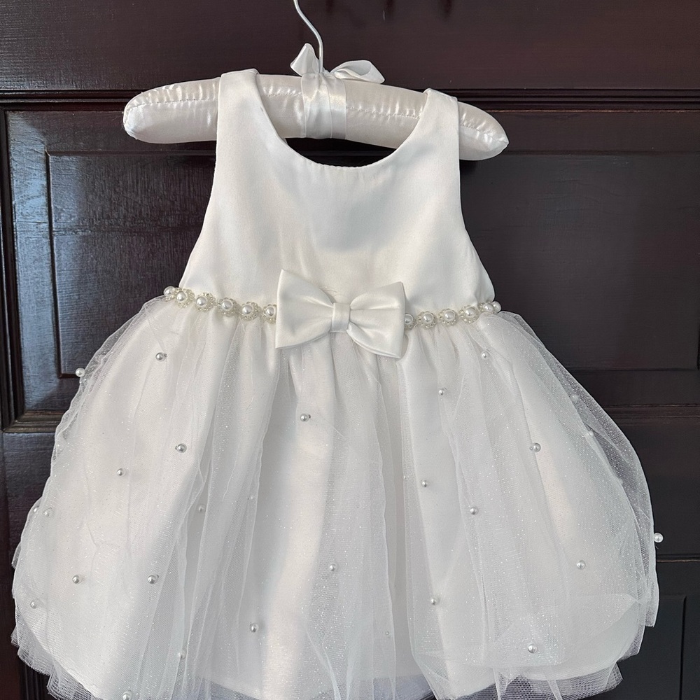 American Princess White Sequin Halter A-line Dress